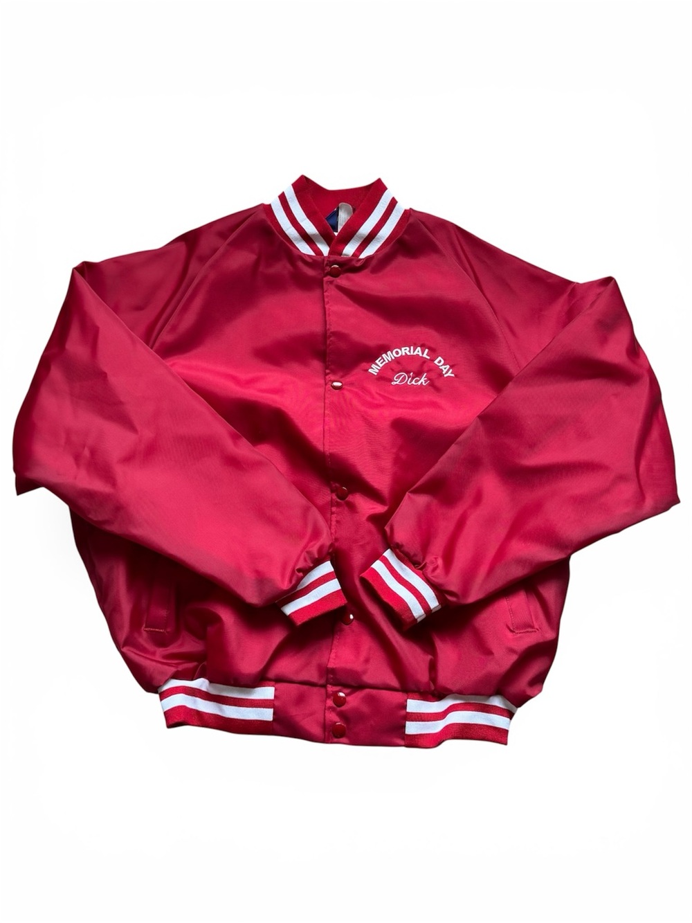 vintage 80s bomber jacket “memorial day, Dick”